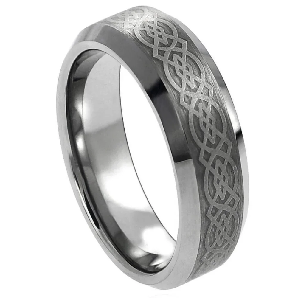 8mm or 6mm Celtic Dragon men's Tungsten Band